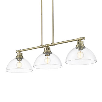 Duncan Three Light Linear Pendant in Aged Brass (62|3602-3LP AB-CLR)