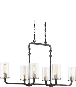 Sherwood Six Light Island Pendant in Iron Black / Brushed Nickel (72|60-6124)