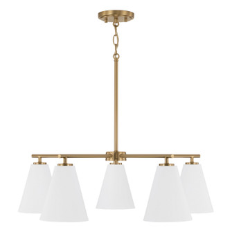 Charlie Five Light Chandelier in Matte Brass and White (65|AA1040RE)