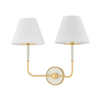 Wedgewood Two Light Wall Sconce in Aged Brass/Off-White (70|MDS2201-AGB/OW)