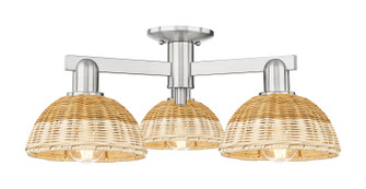 Arcadia Three Light Semi-Flush Mount in Brushed Satin Nickel (405|716-3F-SN-NBD2-75-NAT)