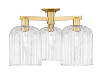 Arcadia Three Light Semi-Flush Mount in Satin Gold (405|716-3F-SG-G559-8CL)