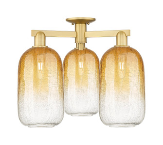Arcadia Three Light Semi-Flush Mount in Satin Gold (405|716-3F-SG-G482-7AM)