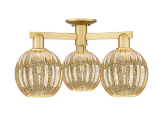 Arcadia Three Light Semi-Flush Mount in Satin Gold (405|716-3F-SG-G458-7ME)