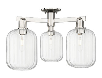 Arcadia Three Light Semi-Flush Mount in Polished Nickel (405|716-3F-PN-G460-7CL)