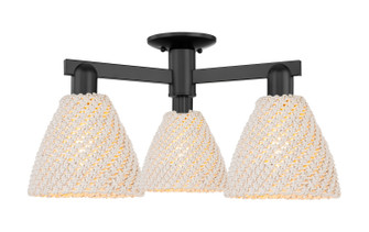 Arcadia Three Light Semi-Flush Mount in Matte Black (405|716-3F-BK-NBD-75-NAT)
