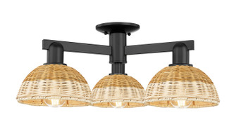 Arcadia Three Light Semi-Flush Mount in Matte Black (405|716-3F-BK-NBD2-75-NAT)