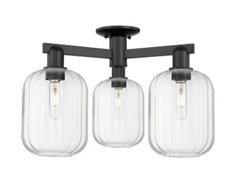 Arcadia Three Light Semi-Flush Mount in Matte Black (405|716-3F-BK-G460-7CL)