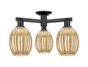 Arcadia Three Light Semi-Flush Mount in Matte Black (405|716-3F-BK-G459-6ME)