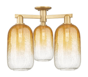 Arcadia Three Light Semi-Flush Mount in Brushed Brass (405|716-3F-BB-G482-7AM)