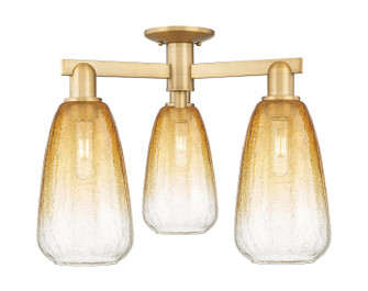 Arcadia Three Light Semi-Flush Mount in Brushed Brass (405|716-3F-BB-G480-6AM)