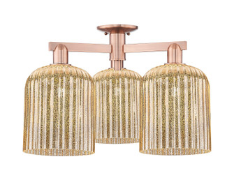 Arcadia Three Light Semi-Flush Mount in Antique Copper (405|716-3F-AC-G559-8ME)