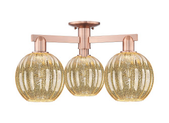 Arcadia Three Light Semi-Flush Mount in Antique Copper (405|716-3F-AC-G458-7ME)
