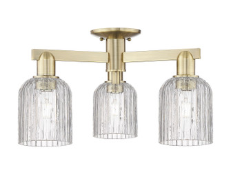 Arcadia Three Light Semi-Flush Mount in Antique Brass (405|716-3F-AB-G559-5CL)