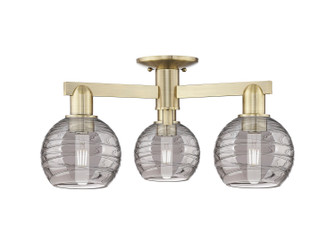 Arcadia Three Light Semi-Flush Mount in Antique Brass (405|716-3F-AB-G1213-6SM)