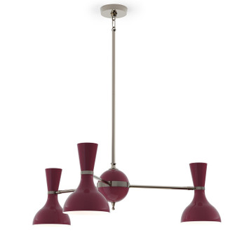Clare Three Light Chandelier in Polished Nickel w/Sugar Plum Painted (165|SM04SM)