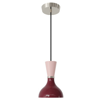 Clare One Light Pendant in Polished Nickel w/Sugar Plum, Rose Water Painted (165|SM02RW)