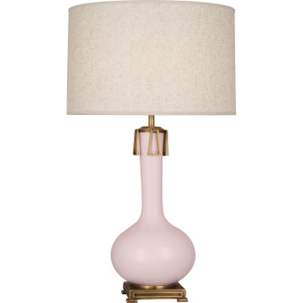 Athena One Light Table Lamp in Rose Water Glazed Ceramic w/Aged Brass (165|RW992)