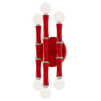 Kane Six Light Wall Sconce in Ruby Red w/Polished Nickel (165|RR76)