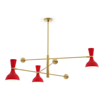 Clare Three Light Pendant in Modern Brass w/Ruby Red Painted (165|RR10RR)