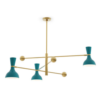 Clare Three Light Pendant in Modern Brass w/Peacock Painted (165|PC10PC)
