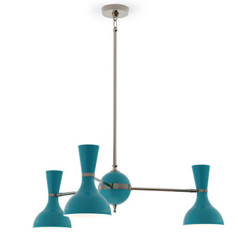 Clare Three Light Chandelier in Polished Nickel w/Peacock Painted (165|PC04PC)