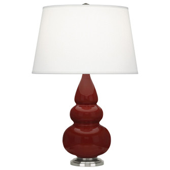 Small Triple Gourd One Light Accent Lamp in Oxblood Glazed Ceramic w/Antique Silver (165|OX32X)