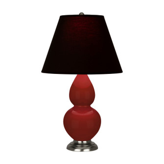 Small Double Gourd One Light Accent Lamp in Oxblood Glazed Ceramic w/Antique Silver (165|OX12K)