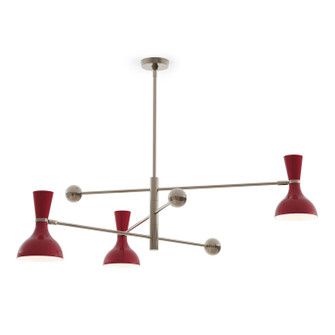 Clare Three Light Pendant in Polished Nickel w/Oxblood Painted (165|OX11OX)