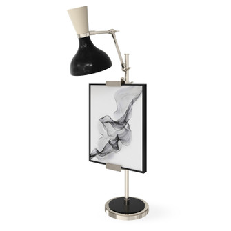 Clare One Light Table Easel in Polished Nickel w/Obsidian, Bone Painted (165|OS15BN)