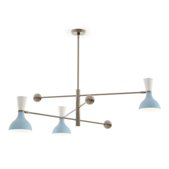 Clare Three Light Pendant in Polished Nickel w/Baby Blue, Lily Painted (165|BB11LY)