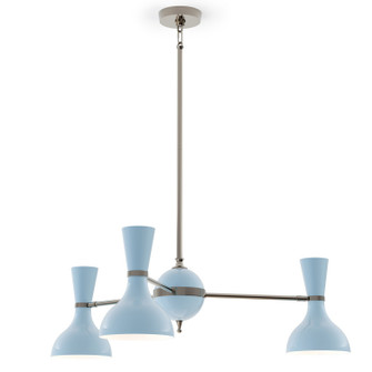 Clare Three Light Chandelier in Polished Nickel w/Baby Blue Painted (165|BB04BB)