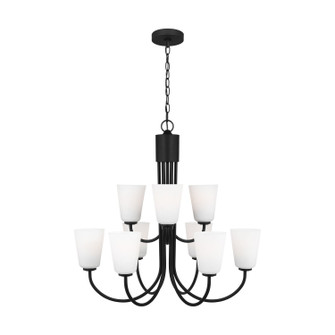 Miles Nine Light Chandelier in Midnight Black (1|GLC1139MBK)