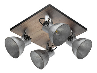 Barnstaple Four Light Ceiling Mount in Black & Bleached Wood (217|49653A)