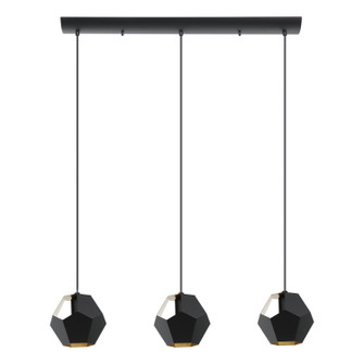 Rasigures Three Light Linear Pendant in Black (217|39634A)