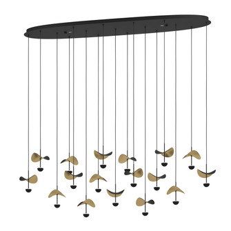 Dracera LED Linear Pendant in Black & Gold Leaf (217|390343A)