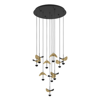 Dracera LED Pendant in Black & Gold Leaf (217|390339A)