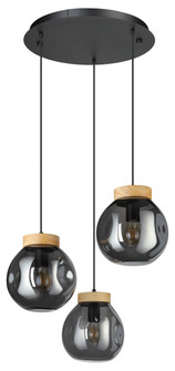 Magacela Three Light Pendant in Black & Light Wood (217|390319A)
