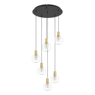 Terque LED Pendant in Black & Brushed Gold (217|390279A)