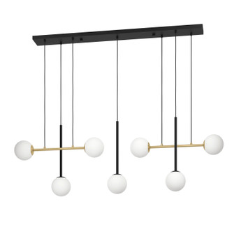 Paz Seven Light Linear Pendant in Black / Brushed Gold (217|390178A)