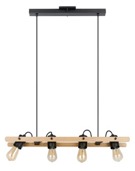 Plimsoll Four Light Pendant in Black & Wood (217|205588A)