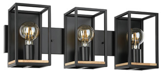 Libertad Three Light Bath/Vanity in Black & Natural Wood (217|205363A)