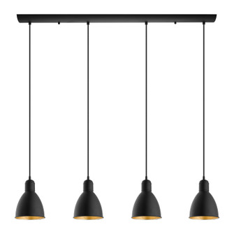 Priddy Four Light Pendant in Black/Gold (217|203445A)
