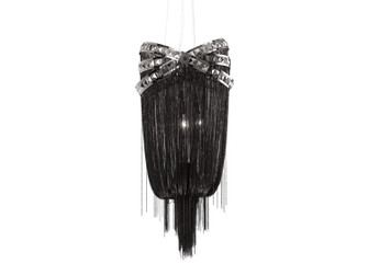 Wilshire Blvd. Four Light Foyear Hanging Fixture in Black Chrome / Smoke Crystal (192|HF1608-BLK)