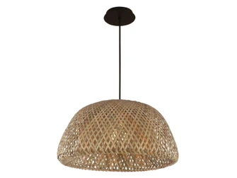 Tulum One Light Pendant in Bamboo Wicker And Black (192|HF1003-BW)