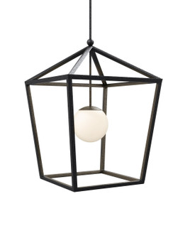 Denison One Light Lantern in Black/Frosted White (142|9500-0024)