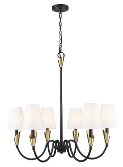 Claudelle Six Light Chandelier in Matte Black + Modern Gold (224|4014-32MB-MGLD)