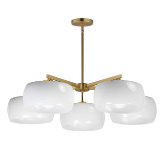 Glazed Five Light Chandelier in White/Natural Aged Brass (16|26145WTNAB)