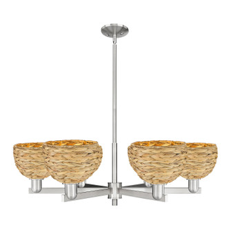 Arcadia Six Light Chandelier in Satin Nickel (405|716-6CR-SN-RBD-8-NAT)