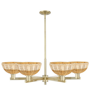 Arcadia Six Light Chandelier in Antique Brass (405|716-6CR-AB-NBD2-9-NAT)